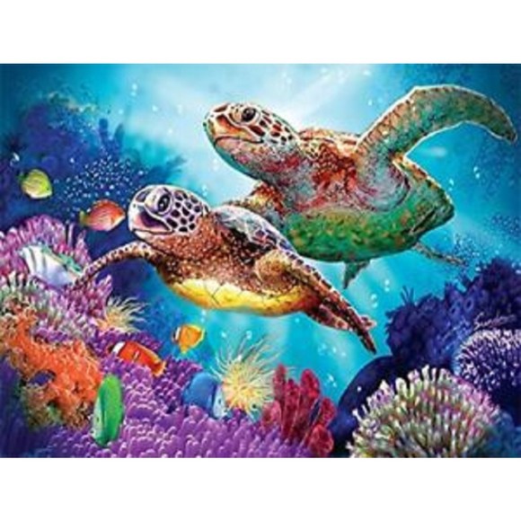 Does not apply Other - Two Sea Turtles Rhinestone Diamond Painting 5D DIY 12" x 16"